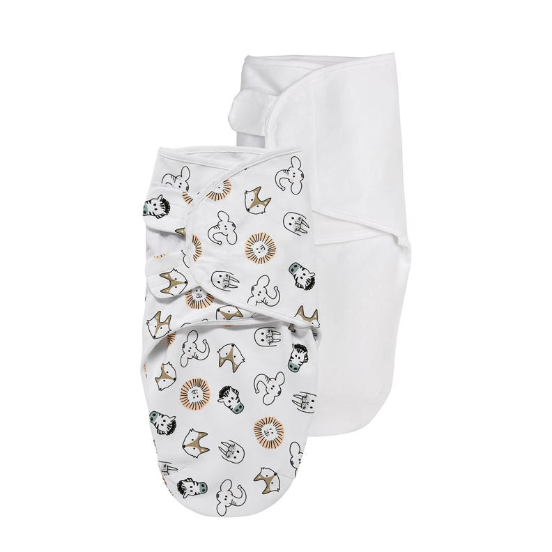 Meyco swaddle 2pack 03 mnd Animal/Uni wit wehkamp