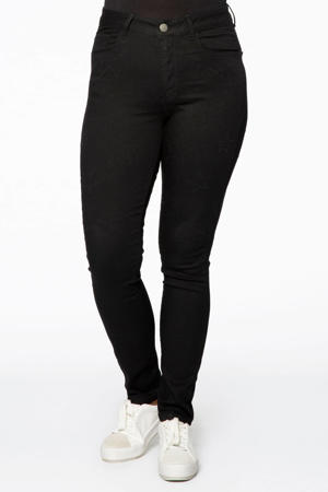 high waist straight fit jeans met geborduurde sterren zwart