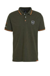 Haze & Finn regular fit polo blauw/oranje | wehkamp