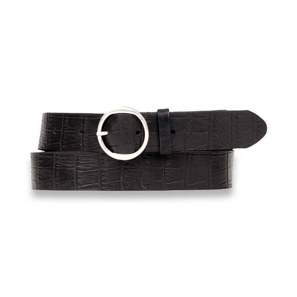 Legend leren riem zwart, Zwart