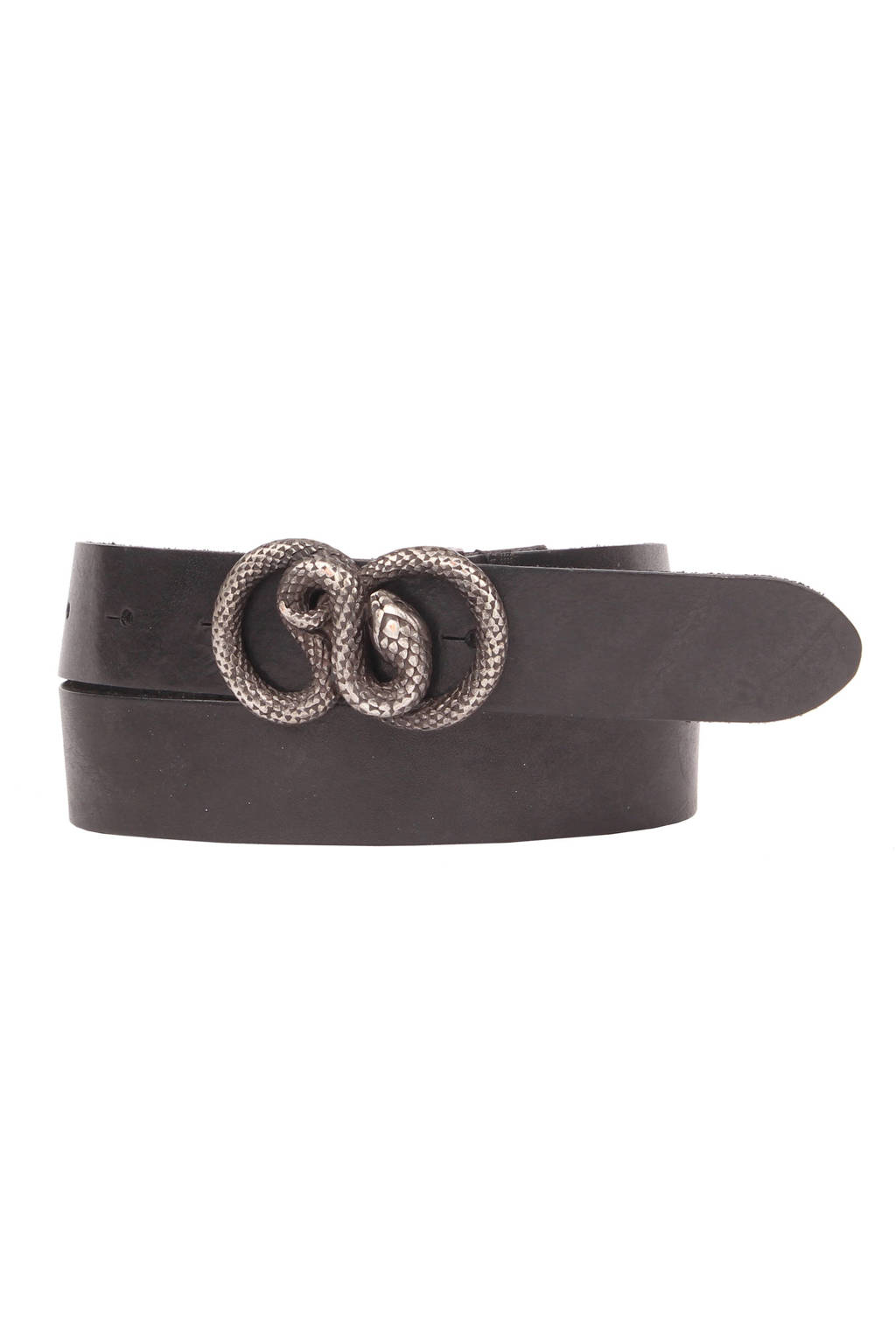 Legend leren riem met gesp zwart, Zwart