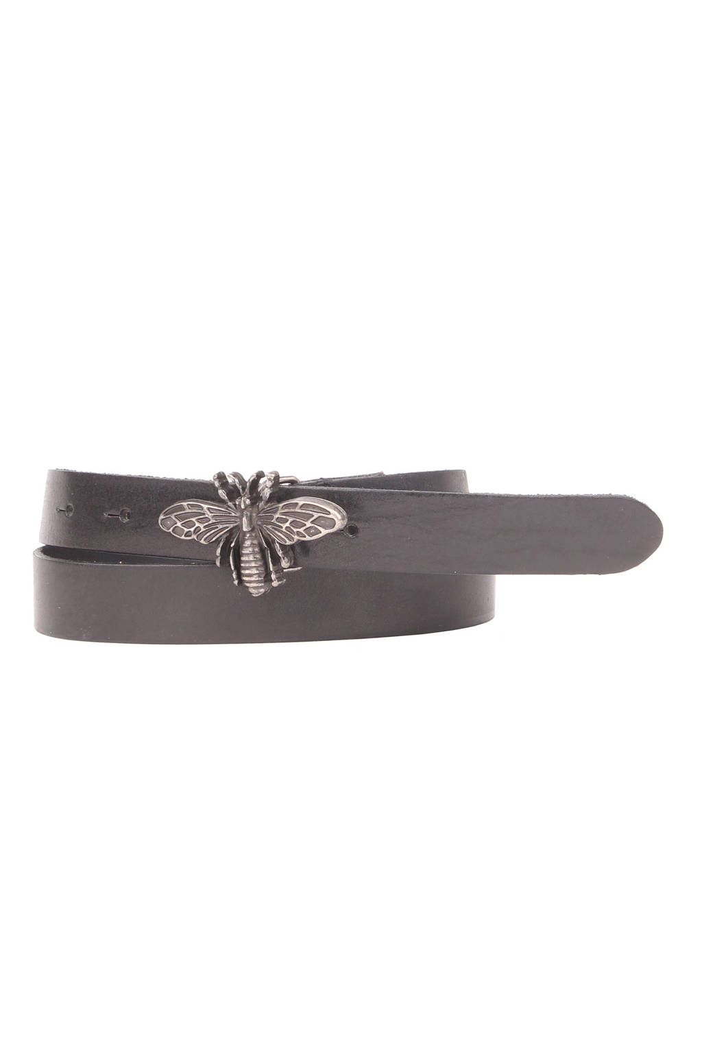 Legend leren riem met vlinder zilver/zwart
