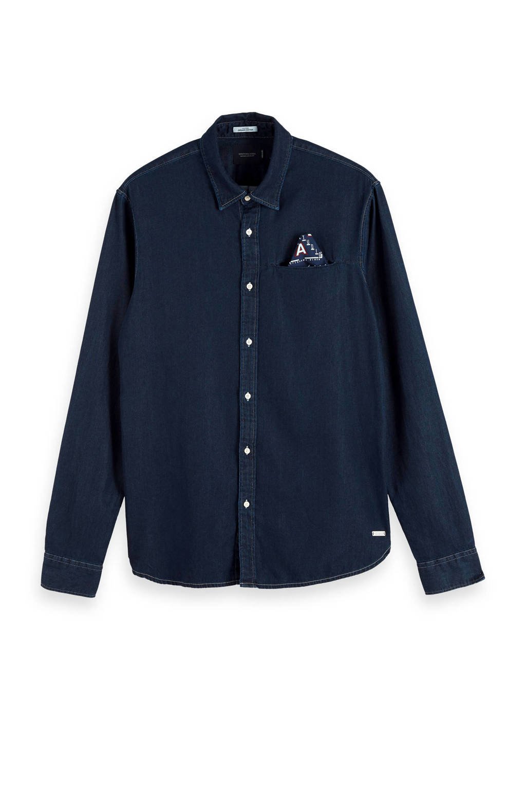 Scotch & Soda Amsterdams Blauw regular fit overhemd dark denim, Dark denim