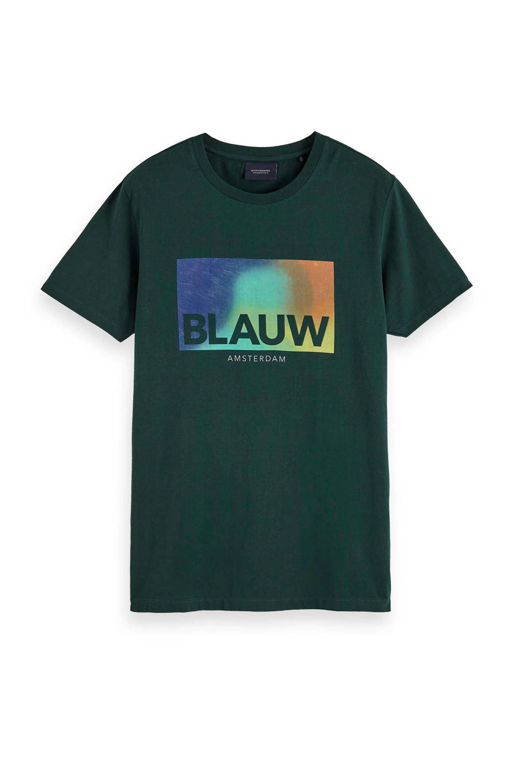 Scotch & Soda Amsterdams Blauw T-shirt met printopdruk donkergroen, Donkergroen