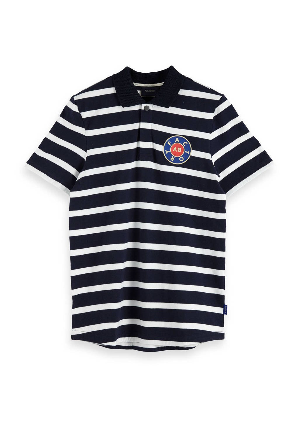 Scotch & Soda Amsterdams Blauw gestreepte regular fit polo zwart/wit, Zwart/wit