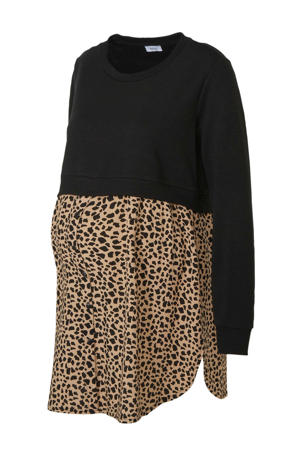 zwangerschapsblouse met dierenprint zwart/bruin