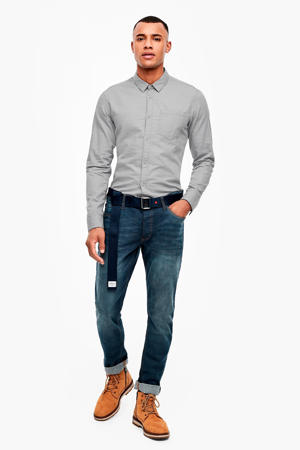regular fit overhemd met all over print grijs