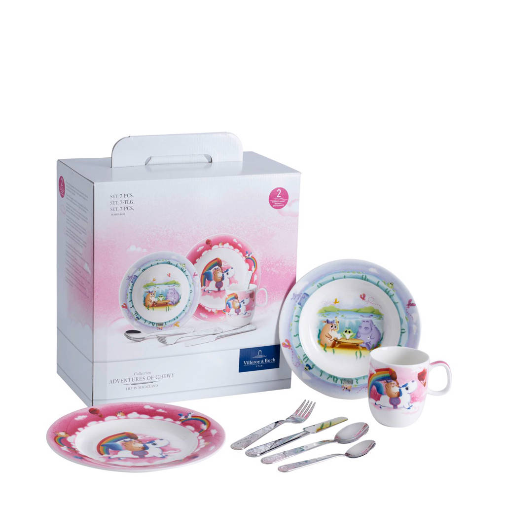 Villeroy & Boch Lily in Magicland serviesset (7-delig), Paars/blauw/wit