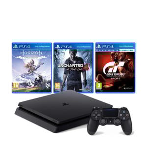 PlayStation 4 Slim 500 GB + Horizon: Zero Dawn + Uncharted 4 + GT Sport