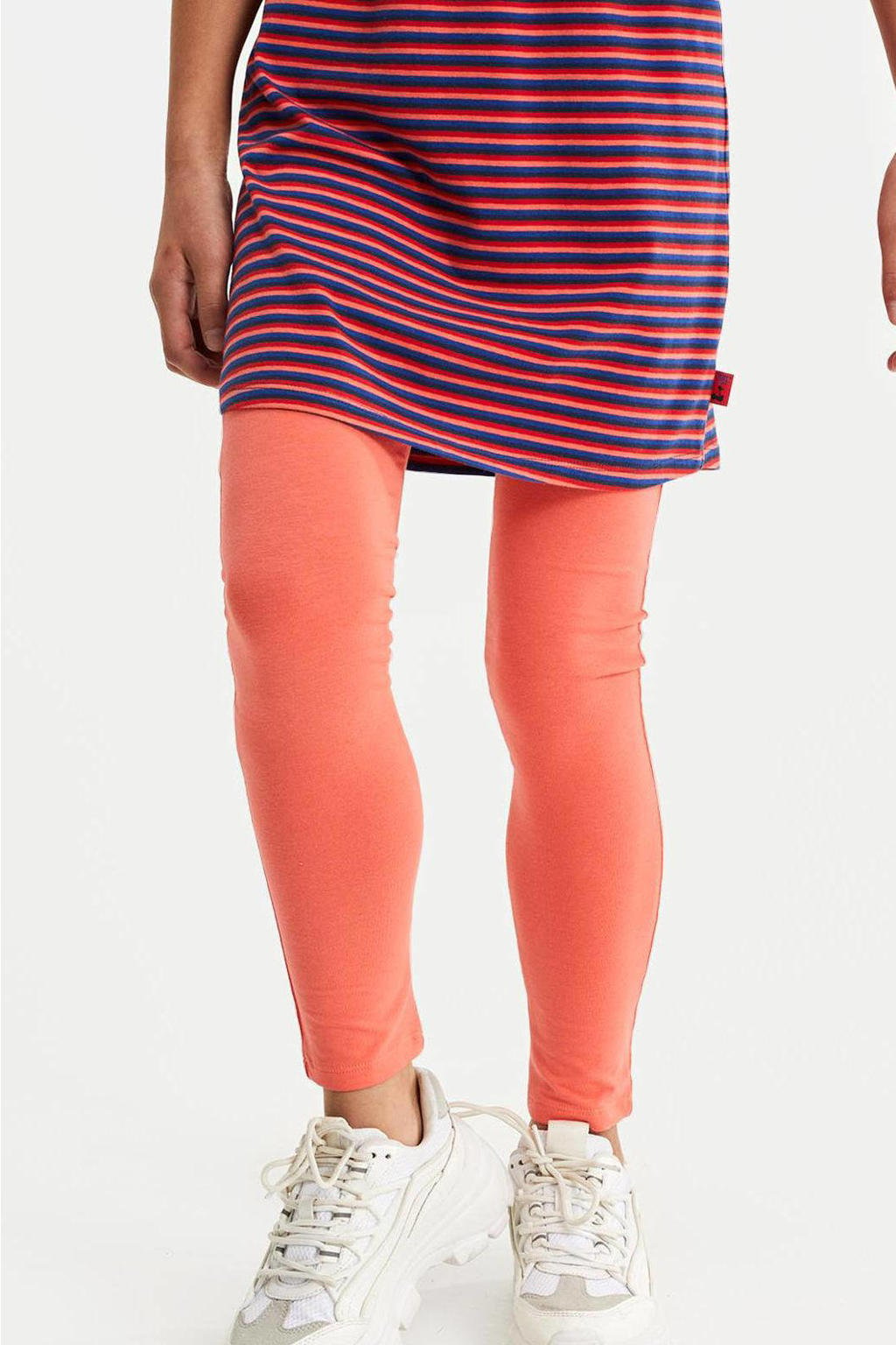 Oranje meisjes WE Fashion legging van katoen met skinny fit, regular waist en elastische tailleband