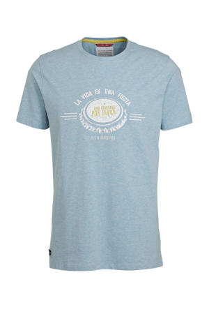 T-shirt met printopdruk lichtblauw/wit