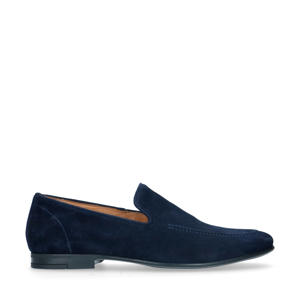 suède loafers donkerblauw