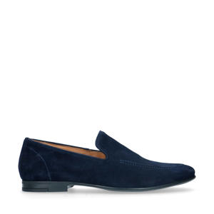 suède loafers donkerblauw