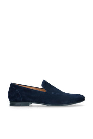 suède loafers donkerblauw