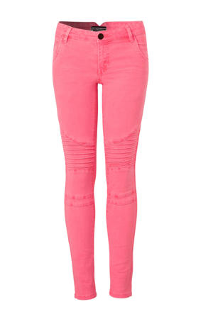 slim fit jeans met textuur roze