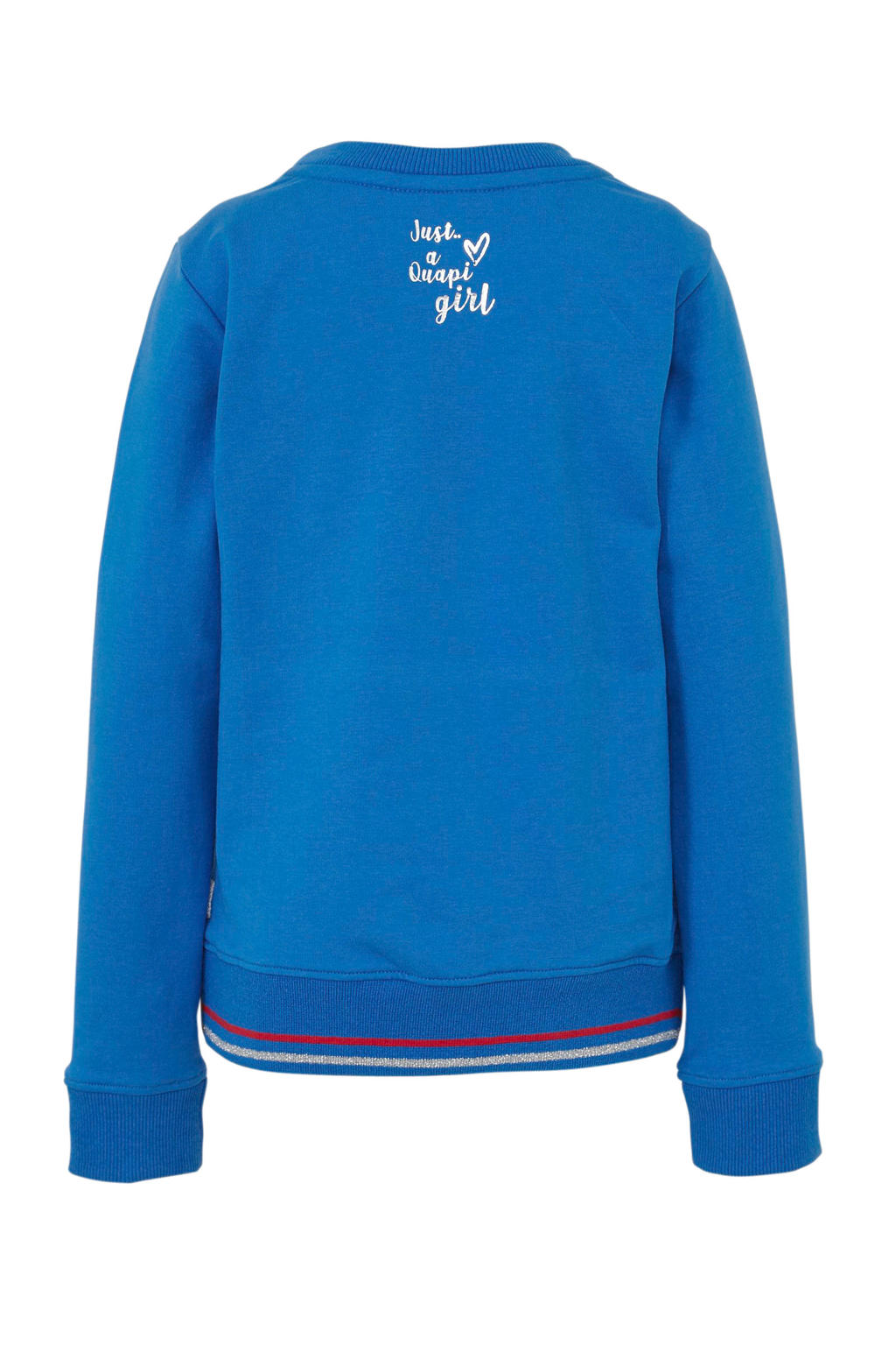 Quapi sweater Allison met printopdruk en borduursels blauw/rood/zwart ...