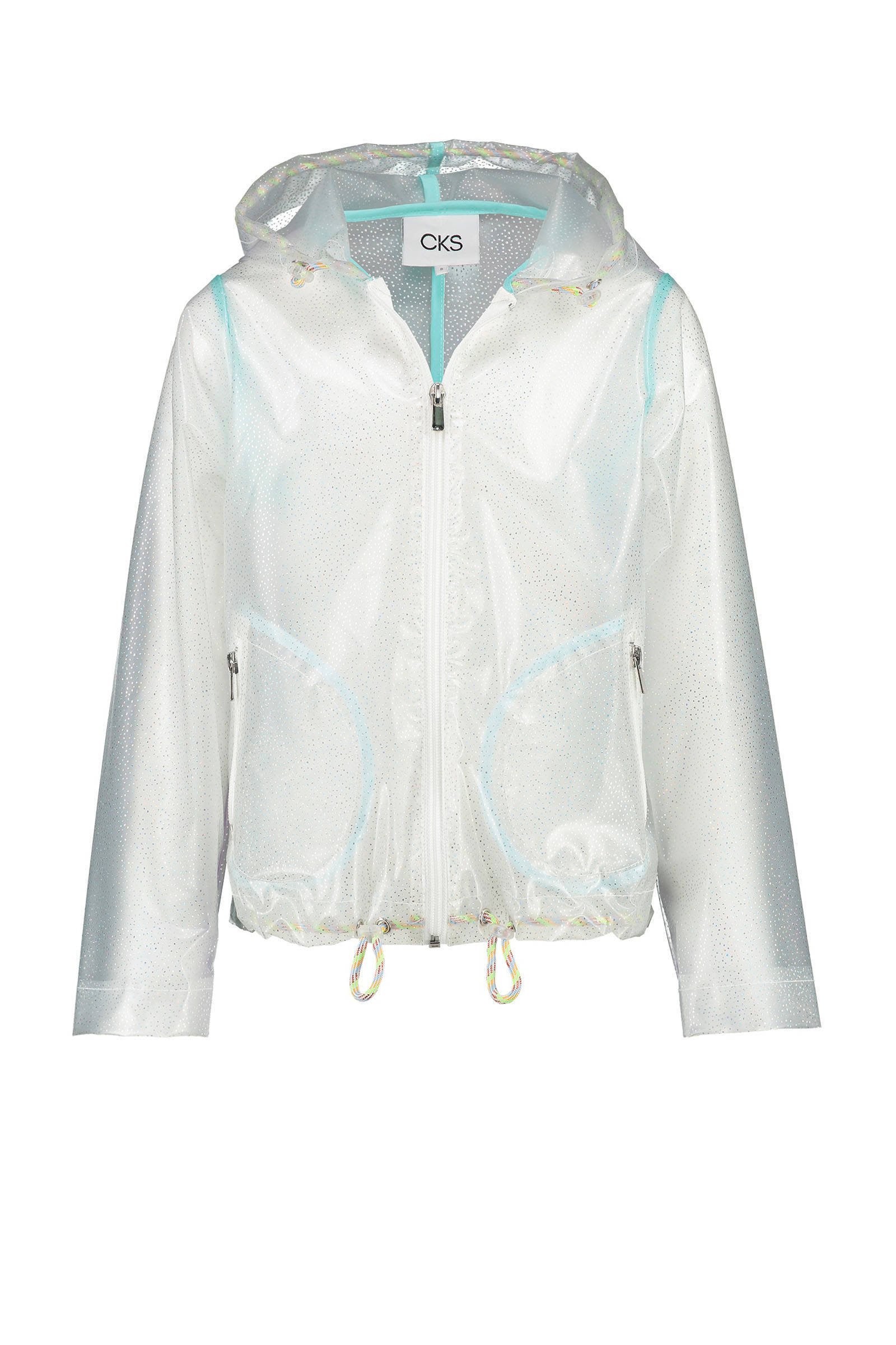 CKS KIDS semi transparante jas Hettie met all over print wit CKS KIDS semi transparante jas Hettie met all over print wit