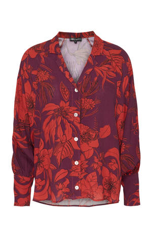 gebloemde blouse rood/paars