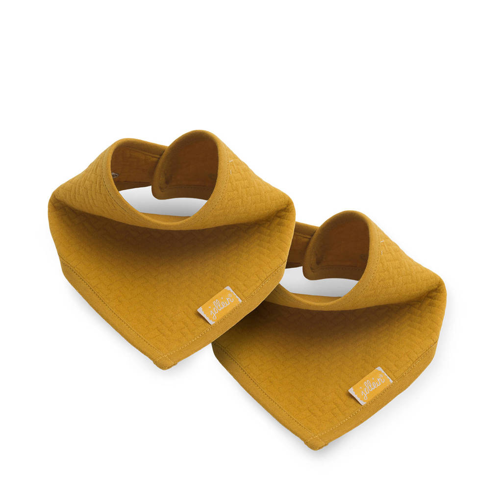 Jollein slab bandana Brick velvet mustard - set van 2, Okergeel