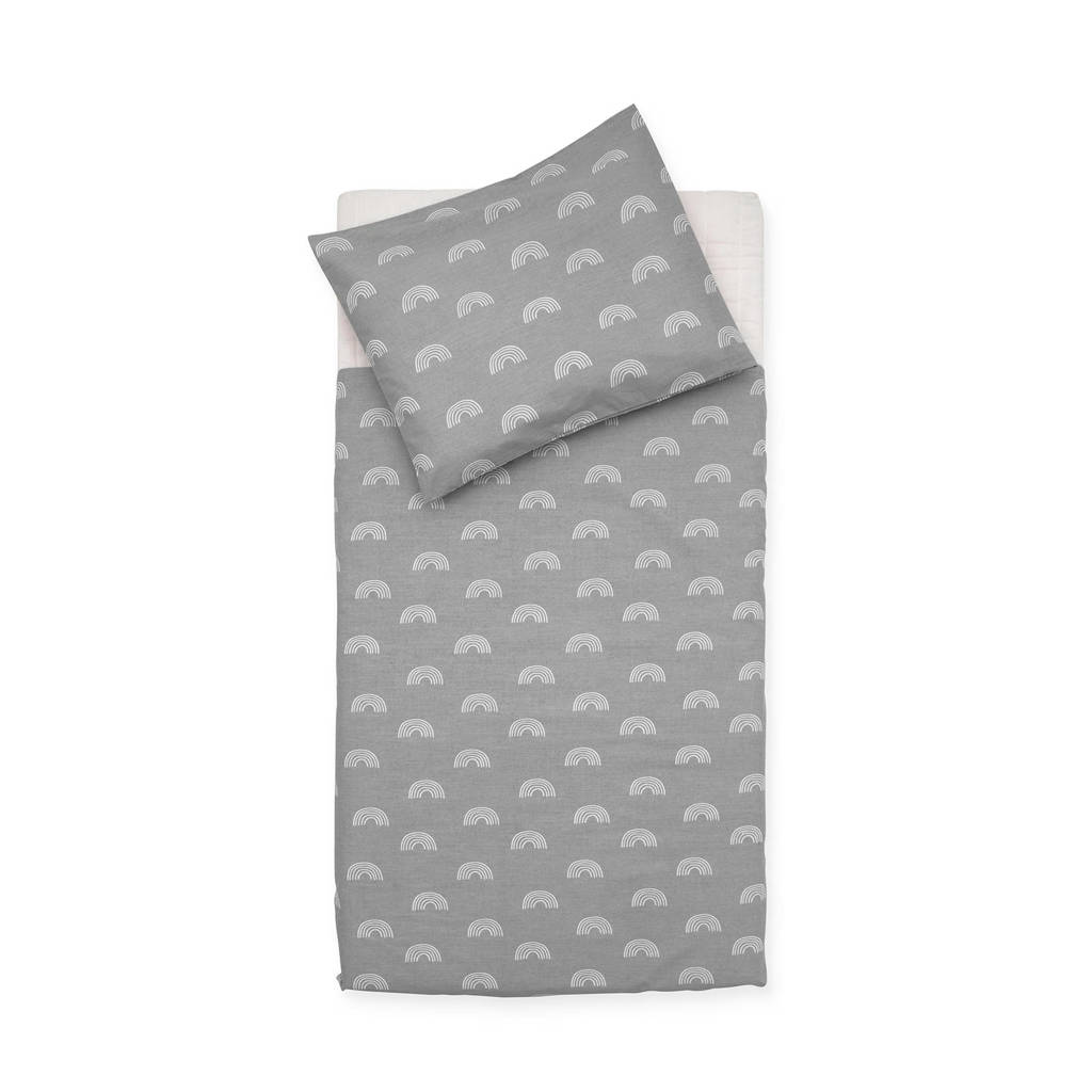 Jollein ledikant dekbedovertrek en sloop 100x140 cm Rainbow grey, Grijs