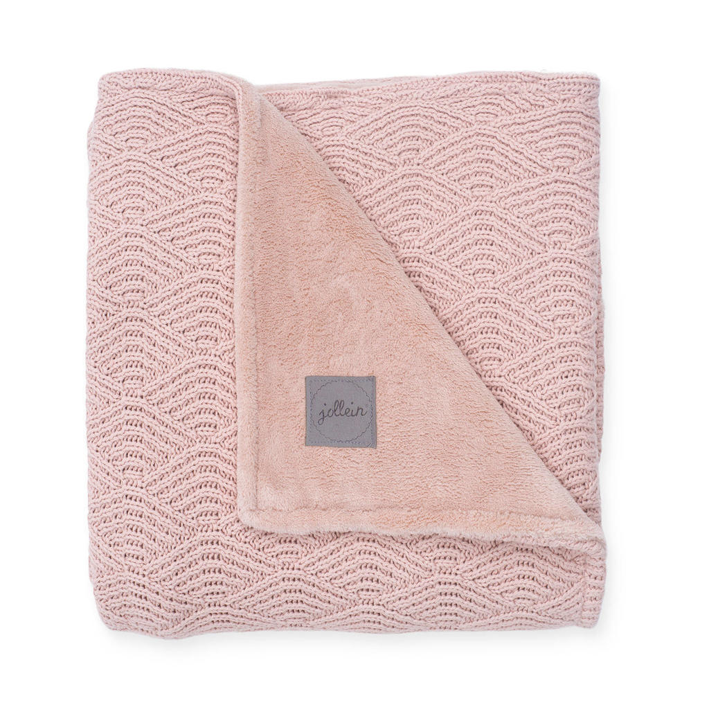 Jollein baby ledikantdeken100x150 cm River knit pale pink/coral fleece