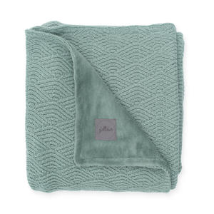 baby ledikantdeken 100x150 cm River knit ash green/coral fleece