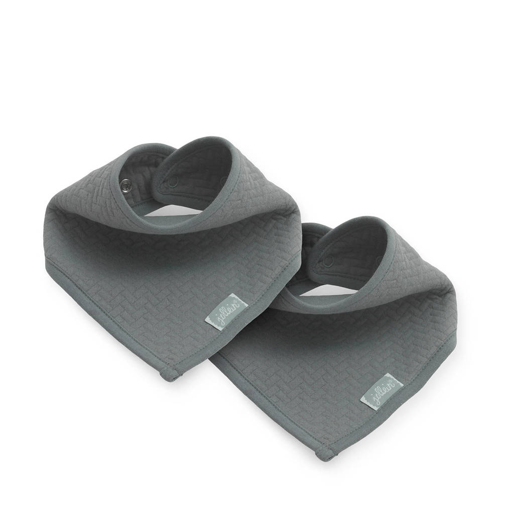 Jollein slab bandana Brick velvet storm grey - set van 2, Grijs