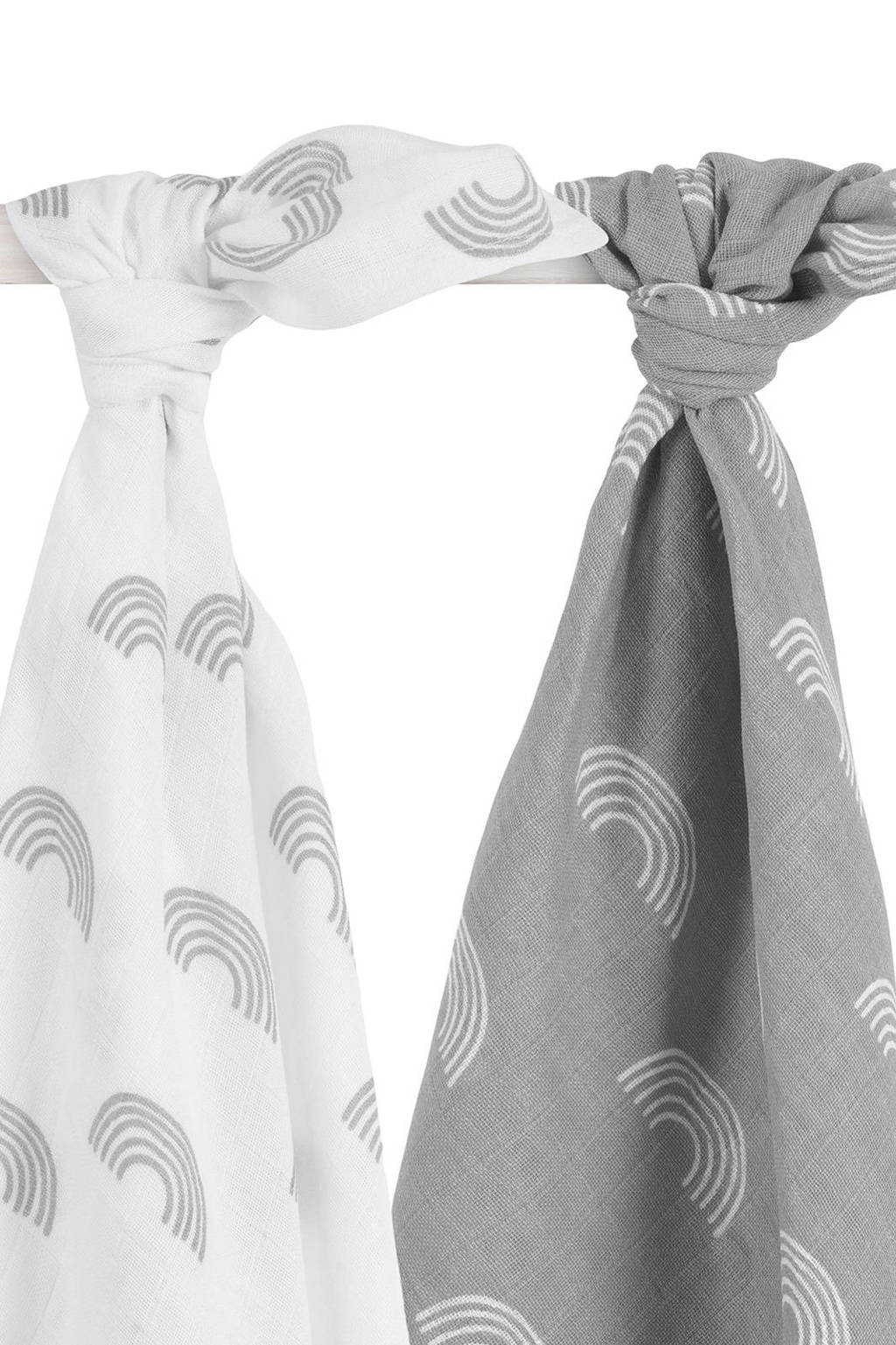 Jollein hydrofiele multidoek large 115x115 cm Rainbow grey - set van 2
