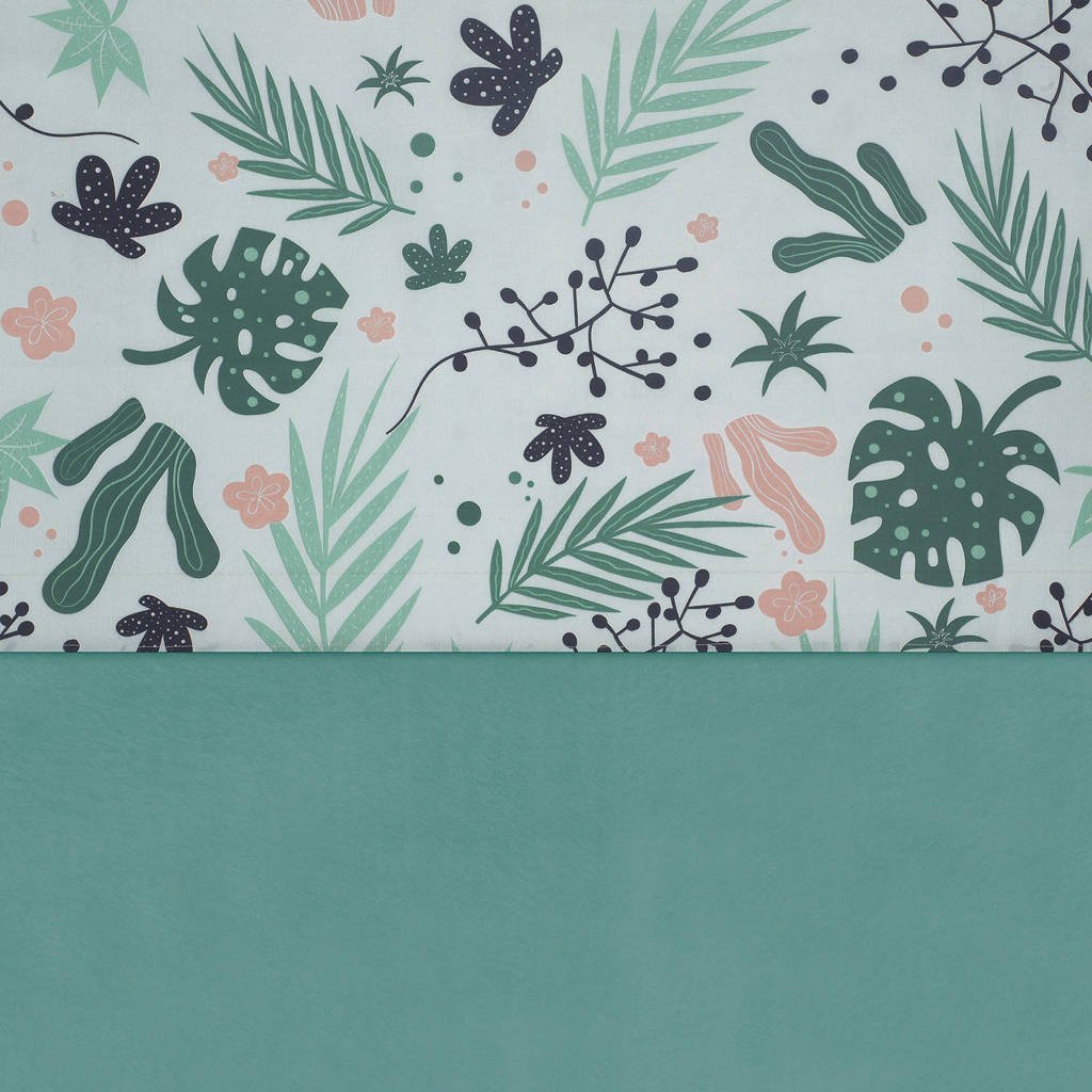 Jollein baby ledikantlaken 120x150 cm Leaves, Groen/roze