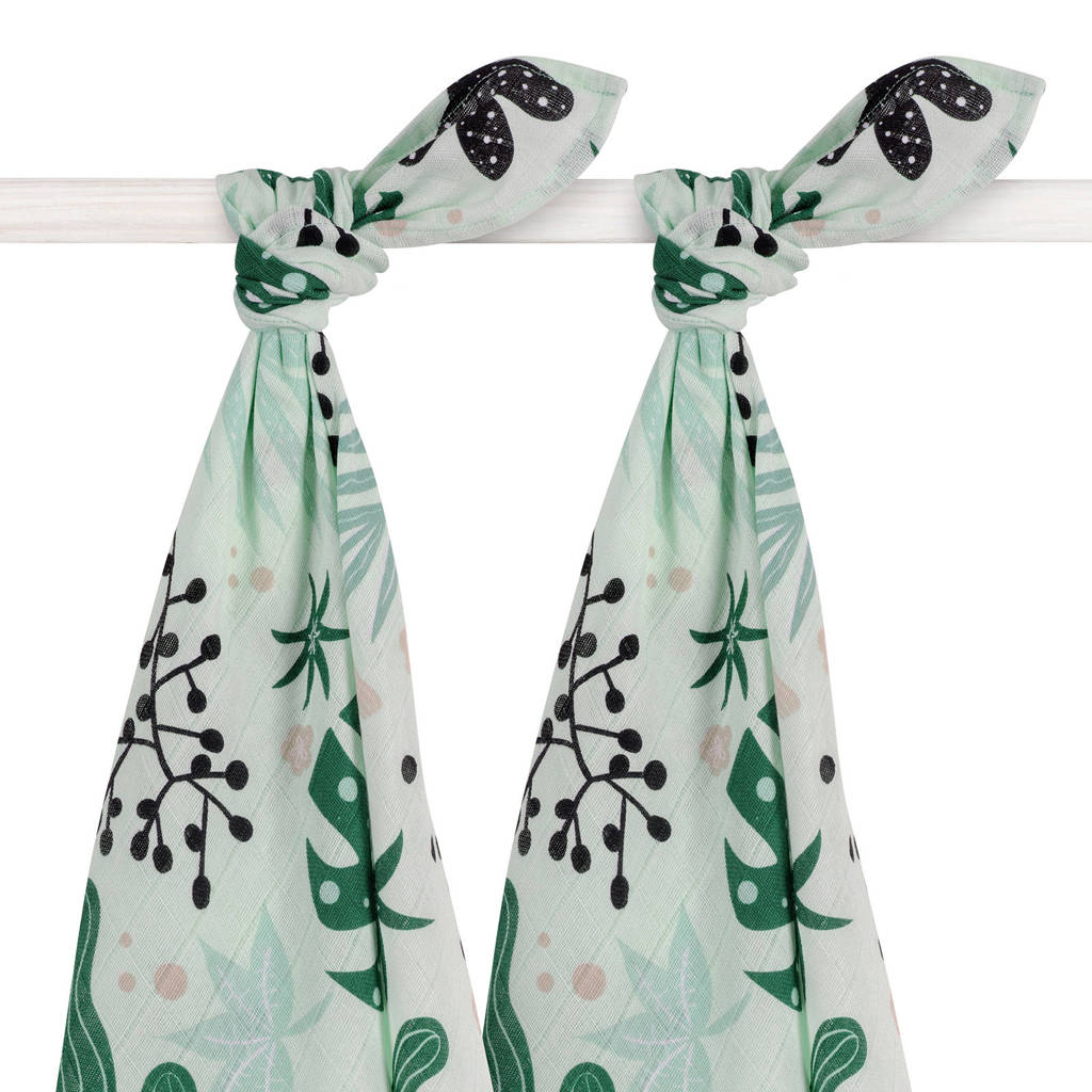 Jollein hydrofiele multidoek large 115x115 cm Leaves - set van 2