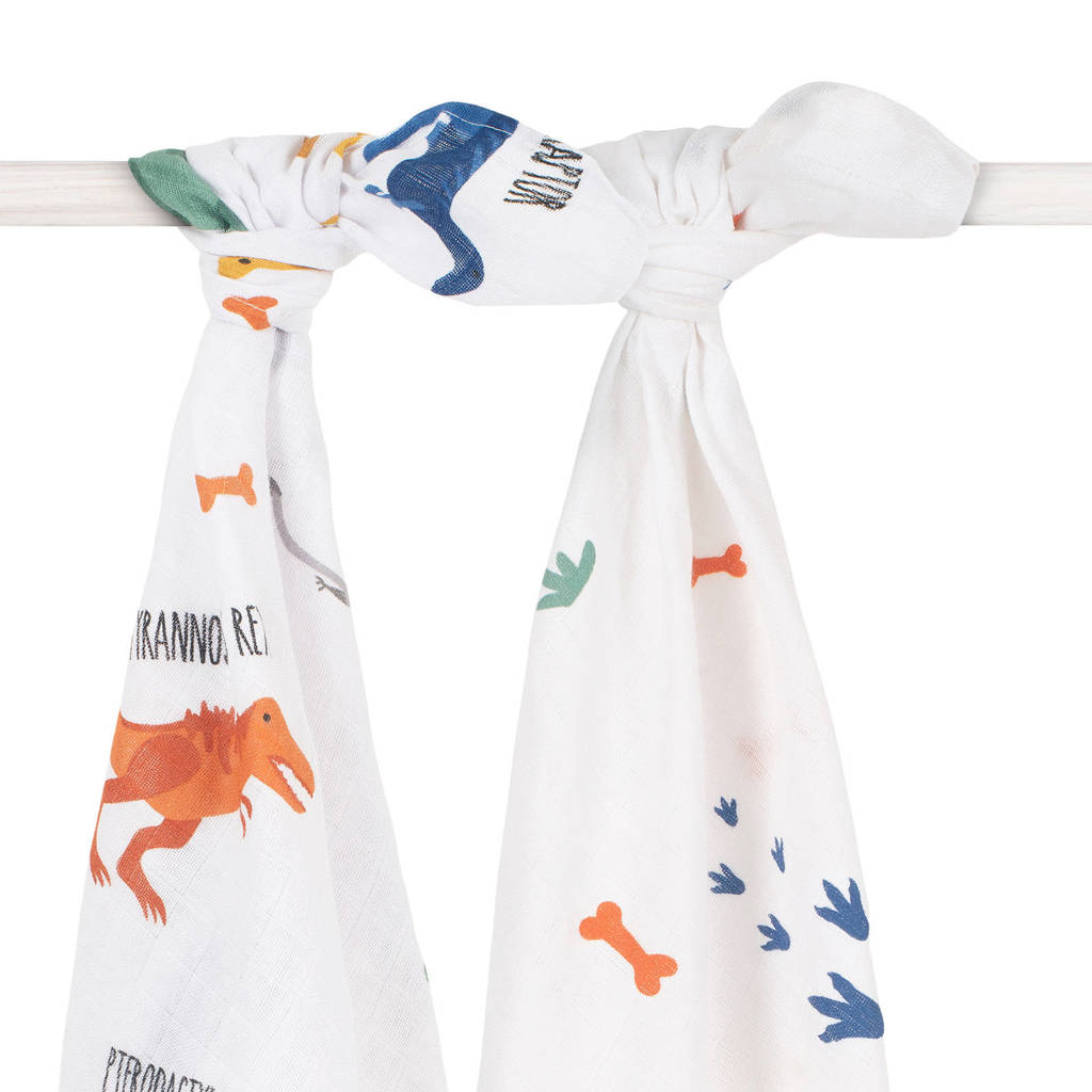 Jollein hydrofiele multidoek large 115x115 cm Dinosaur - set van 2