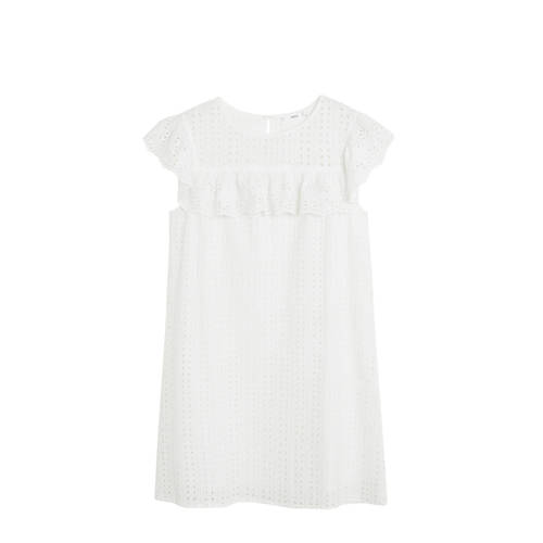 Mango jersey jurk met ruches wit Mango jersey jurk met ruches wit