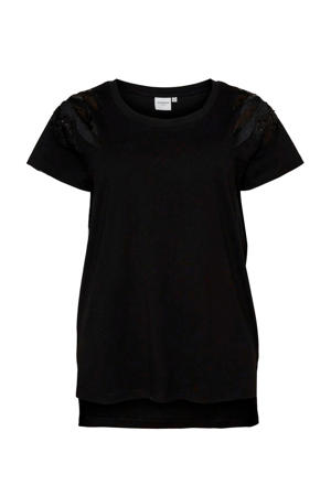 T-shirt met glitters zwart
