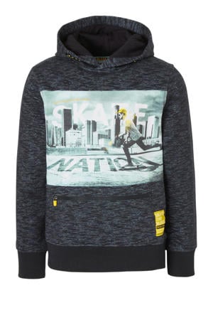 Here & There hoodie met printopdruk donkerblauw/multi