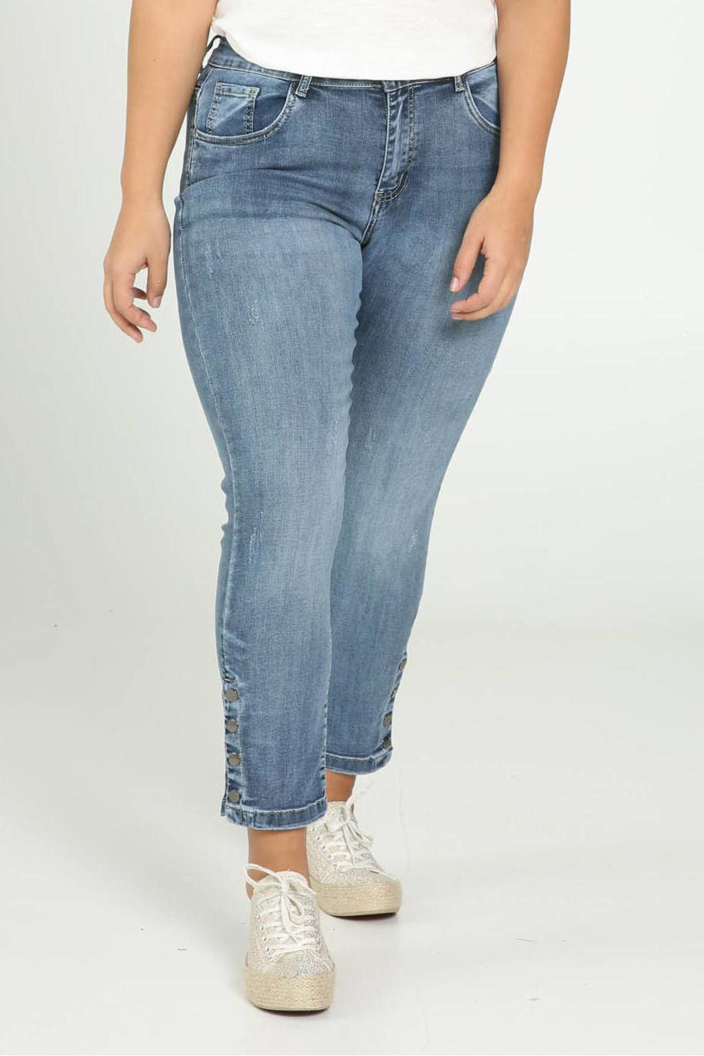 Blauwe dames Paprika slim fit jeans van denim met regular waist