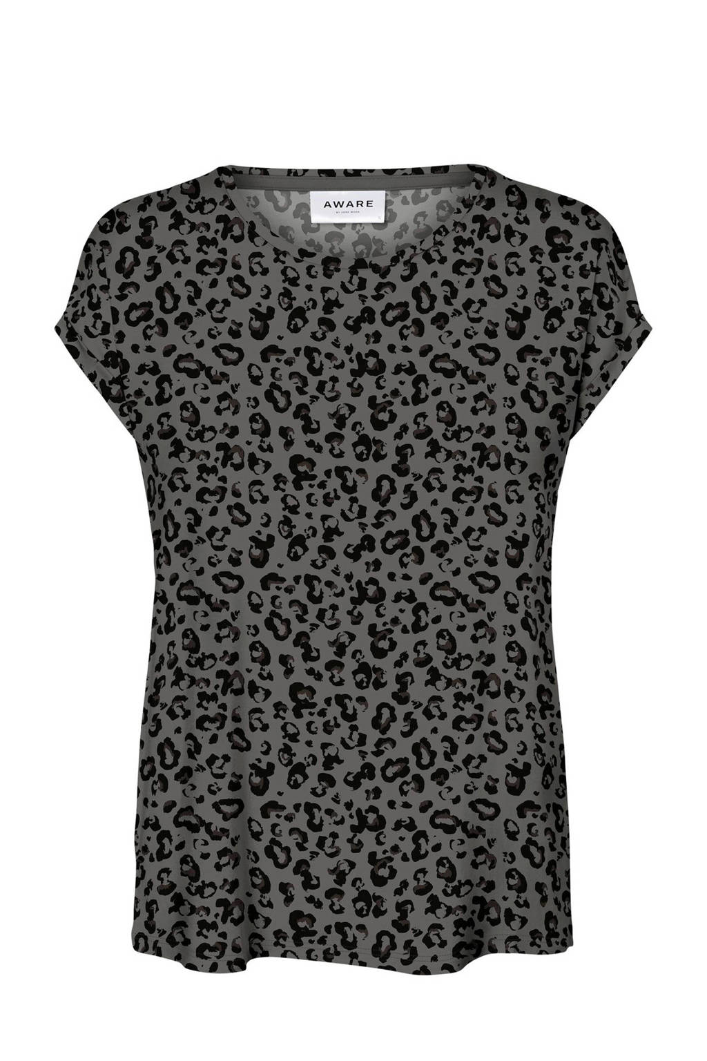 AWARE by VERO MODA T-shirt met panterprint grijs/zwart, Grijs/zwart