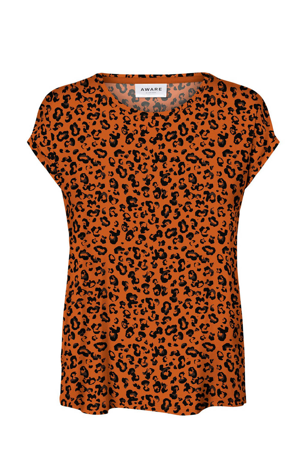 AWARE by VERO MODA T-shirt met panterprint oranje, Oranje