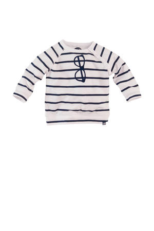 newborn longsleeve Cooper met streepdessin wit/blauw