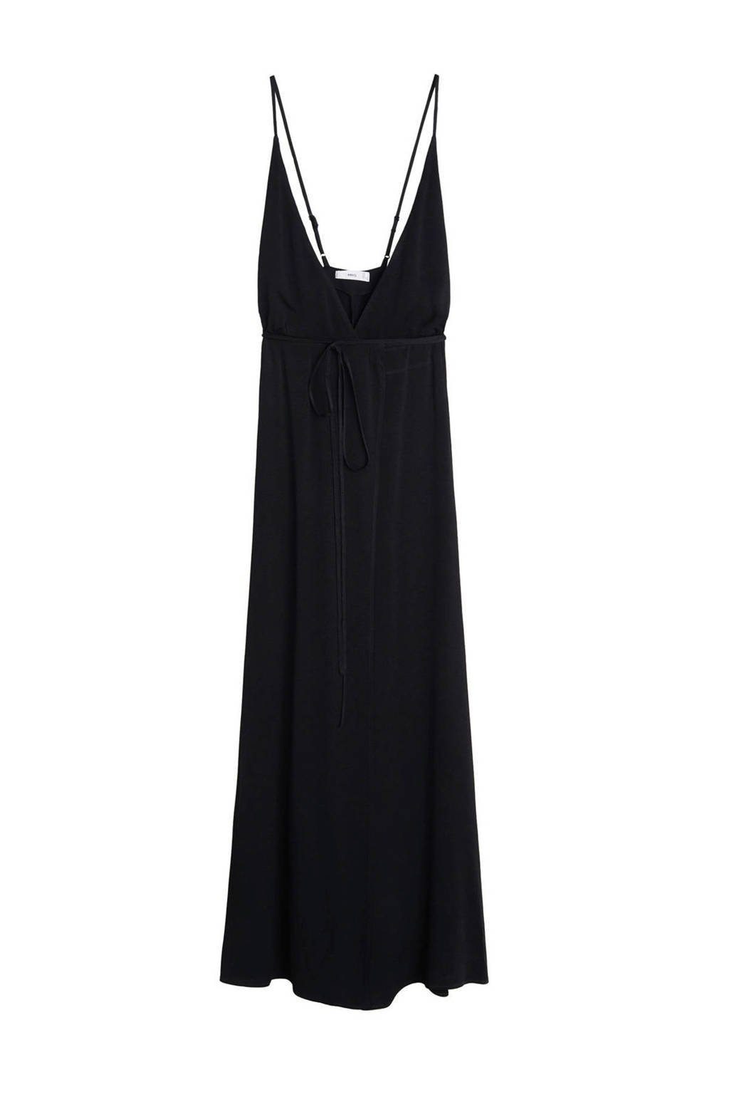 Mango jersey jurk met ceintuur zwart, Zwart