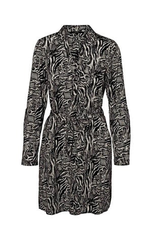 jurk met slangenprint zwart