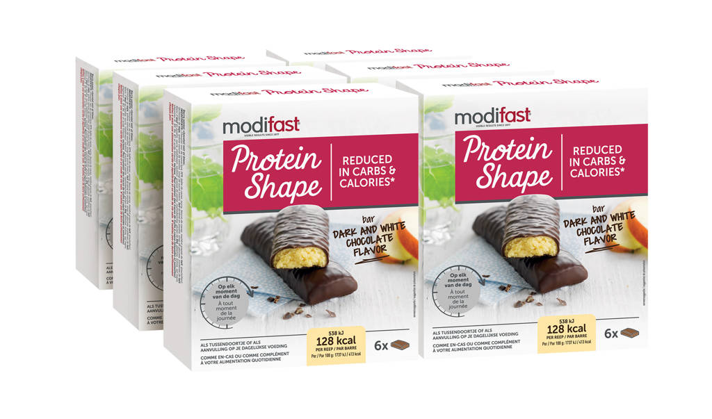 Modifast Protein Shape Reep Pure en Witte Chocolade - 6x6 stuks