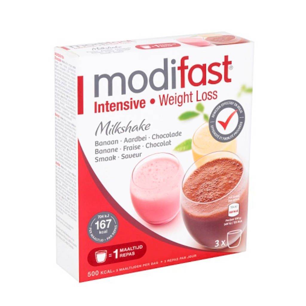 Modifast Intensive Milkshake 3 Pack Banaan/Aardbei/Chocolade - 3x4