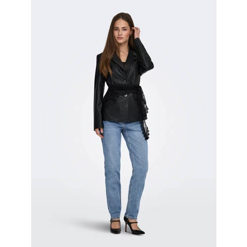 ONLY cropped high waist straight fit jeans ONLEMILY denim medium blue regular afbeelding