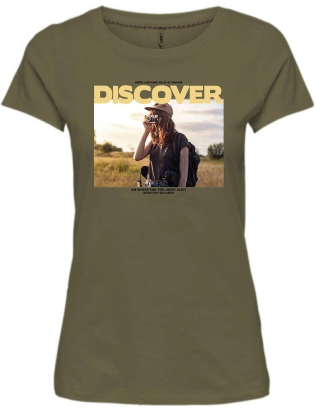 ONLY T-shirt met printopdruk olijfgroen, Olijfgroen