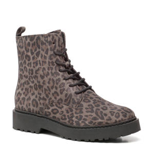 TwoDay leren veterboots panterprint