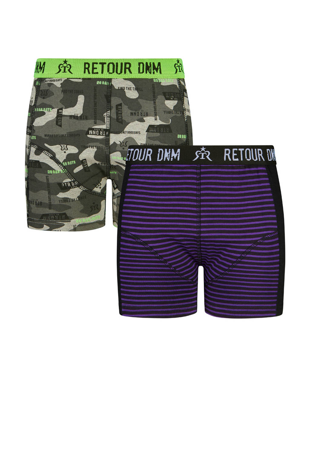 Retour Denim Junior boxershort Karl (set van 2), Paars/zwart/wit