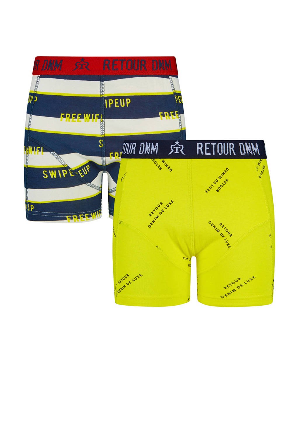 Retour Denim Junior boxershort Raymond (set van 2), Geel/donkerblauw/rood