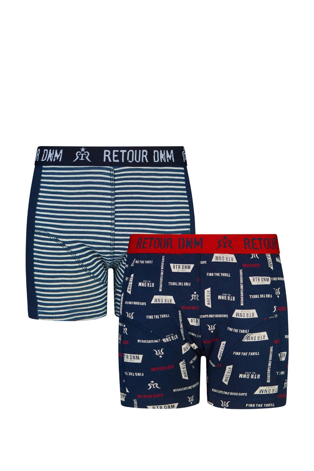 Retour Denim Junior boxershort Vito (set van 2), Donkerblauw/rood/wit