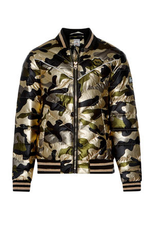 jas Cynthia met camouflageprint goud/zwart/olijfgroen