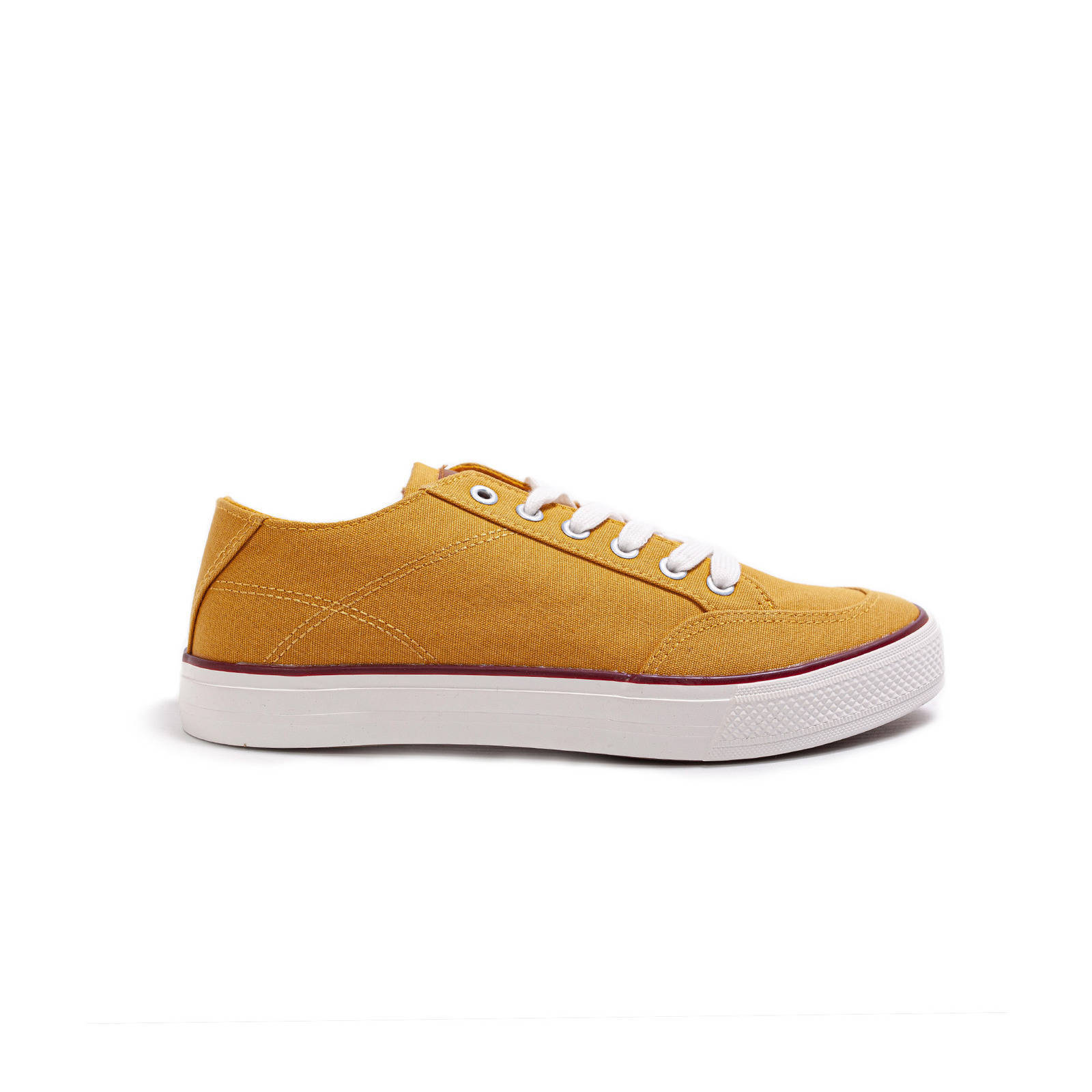 WE Fashion canvas sneakers mosterdgeel | wehkamp